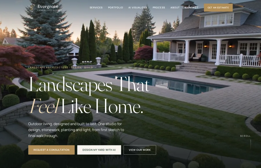 Evergrove luxury landscape design website — Miami Florida — designed by Miami Web HQ