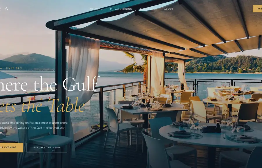 MAREA coastal fine dining restaurant website — Naples Florida — designed by Miami Web HQ