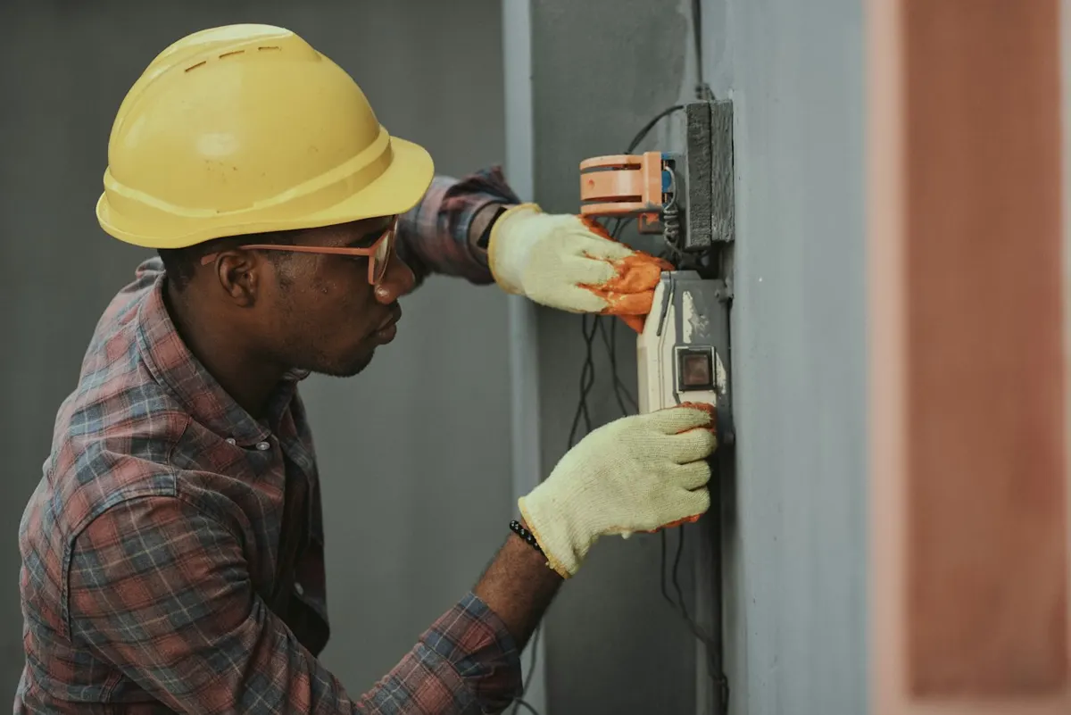 Electricians working on a commercial building in Miami